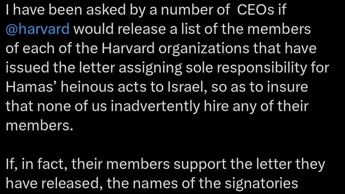 What do you think of CEOs wanting to blacklist students for being sympathetic to Palestine?