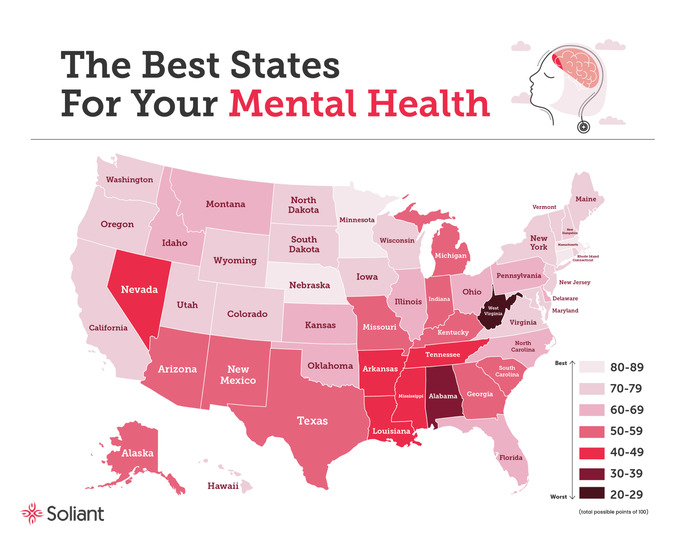 What are the best and worst states for mental health?
