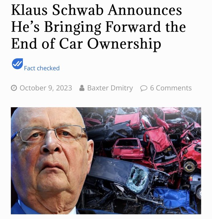 Do you support Klaus Schwab and his mission to end car ownership?