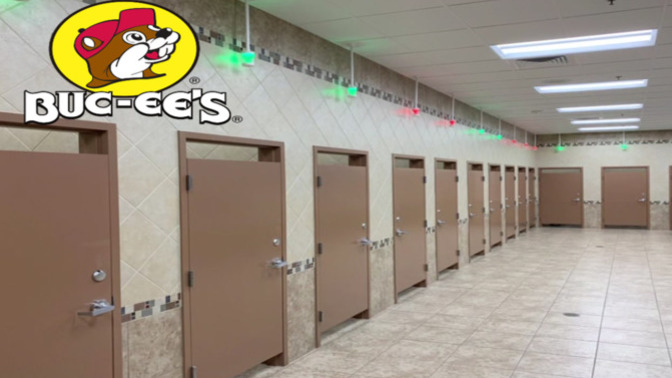 Guys, At the Buc-ees Restrooms? Why don't you wait for your turn?