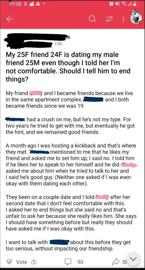 Ladies of GAG would you be upset if a man you rejected started dating your best friend?