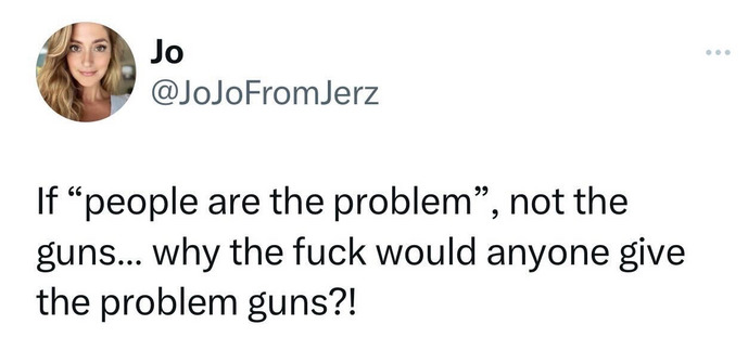 If people are the problem, not the guns, why would anyone give the problem guns?