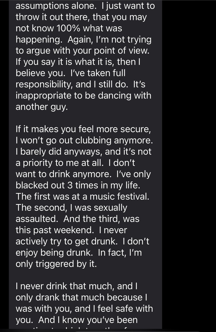 My Girlfriend sent me this after I caught her dancing with another man at a nightclub. Should I leave her?