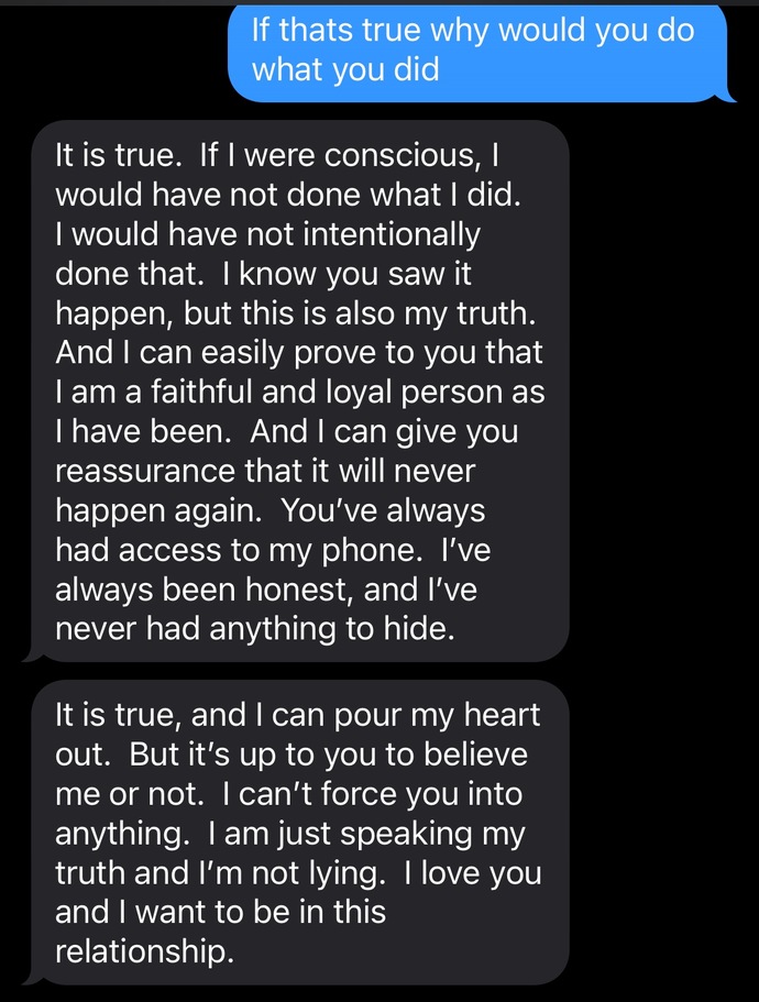 My Girlfriend sent me this after I caught her dancing with another man at a nightclub. Should I leave her?