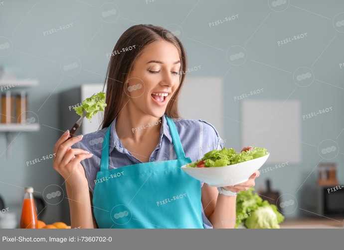 salad eating woman