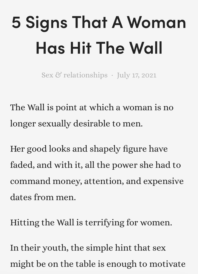 What Are You Thoughts On Men Saying Women Hit The Wall At Age 30?