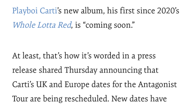Is Carti dropping soon?