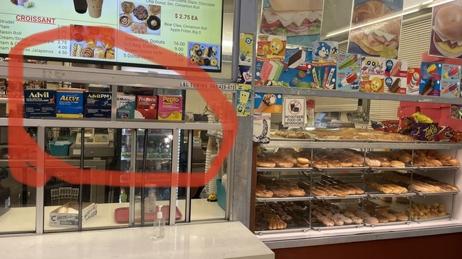 Is it a bad sign when your local donut shop also sells advil and pepto as well?