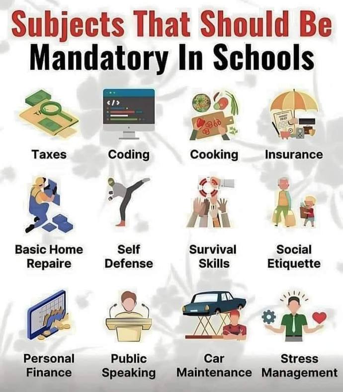 What subjects should be mandatory in schools?