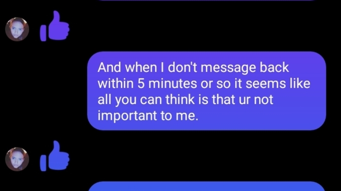 I dont understand what it means when on Fb no matter what I say it is always mesnt with a thimbs up from this girl should I be concerned?