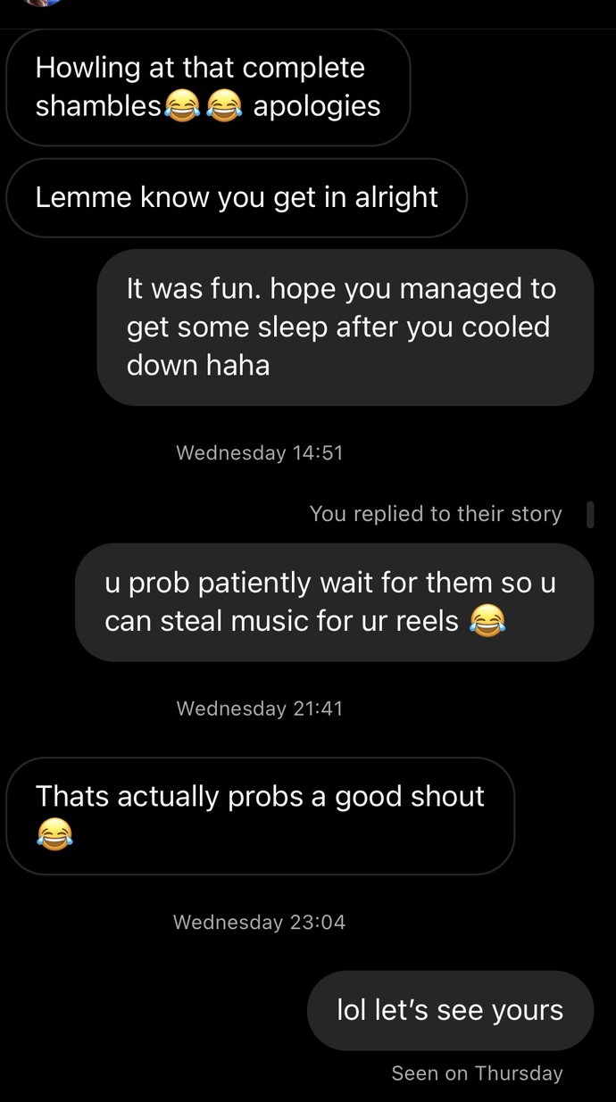Did his text messages after we hung out seem uninterested?