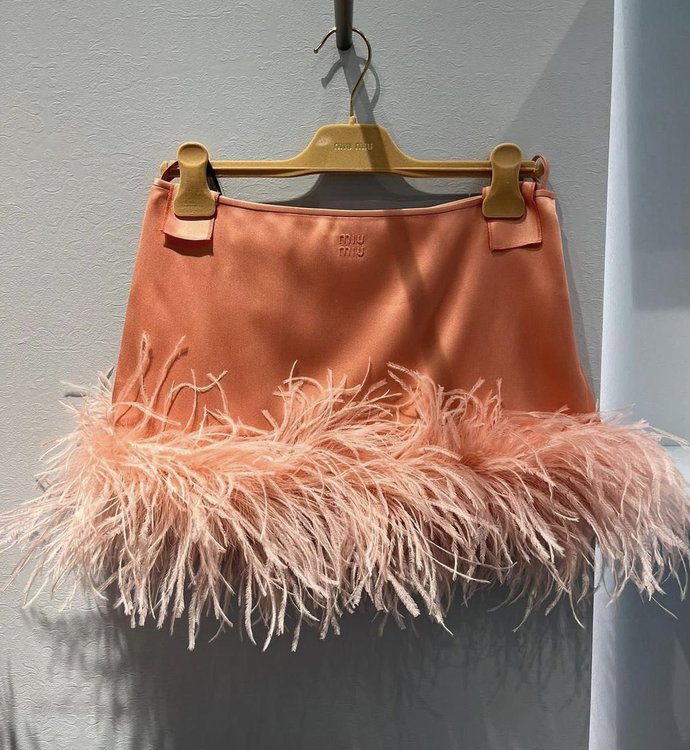 Miu Miu feather mini skirt?