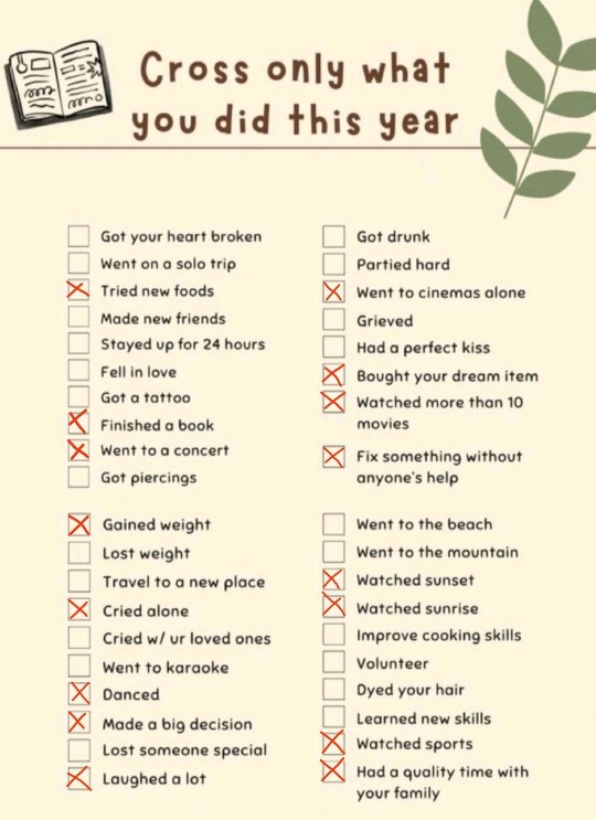 CROSS only what you did this year?