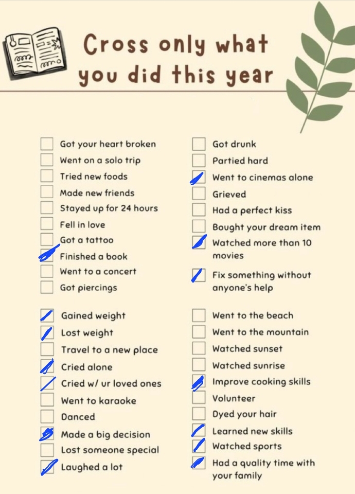 CROSS only what you did this year?