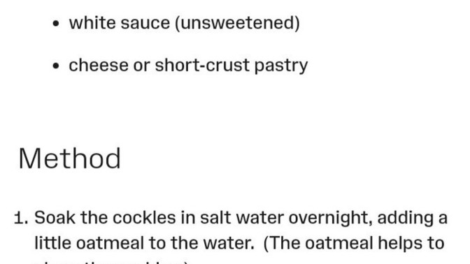 Limpet or cockle pie?