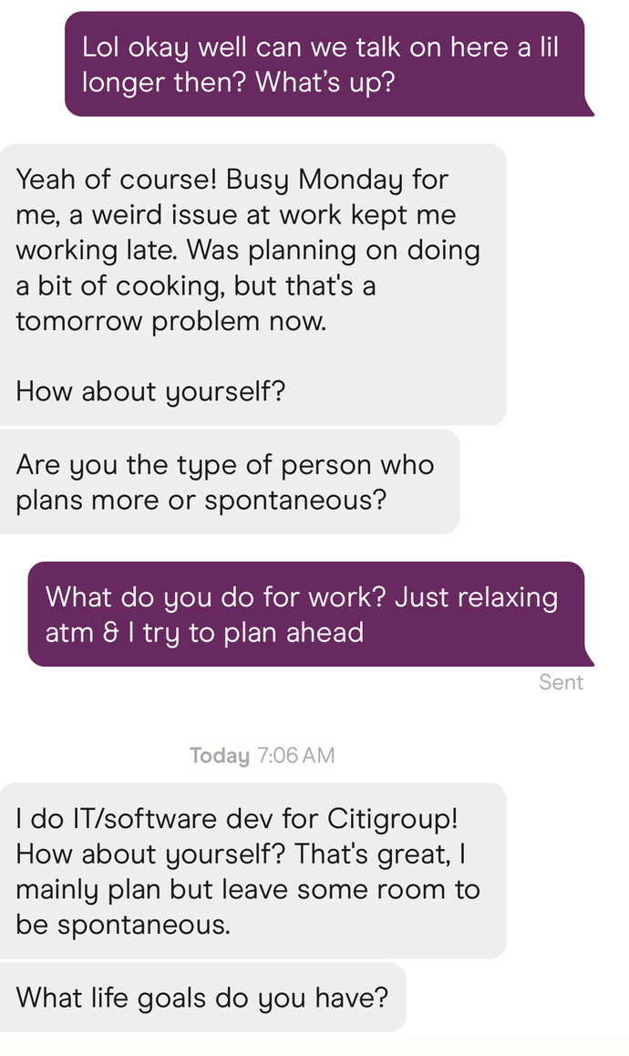 Aren’t these guys questions on dating app too deep/kind of odd as we’re now just talking?