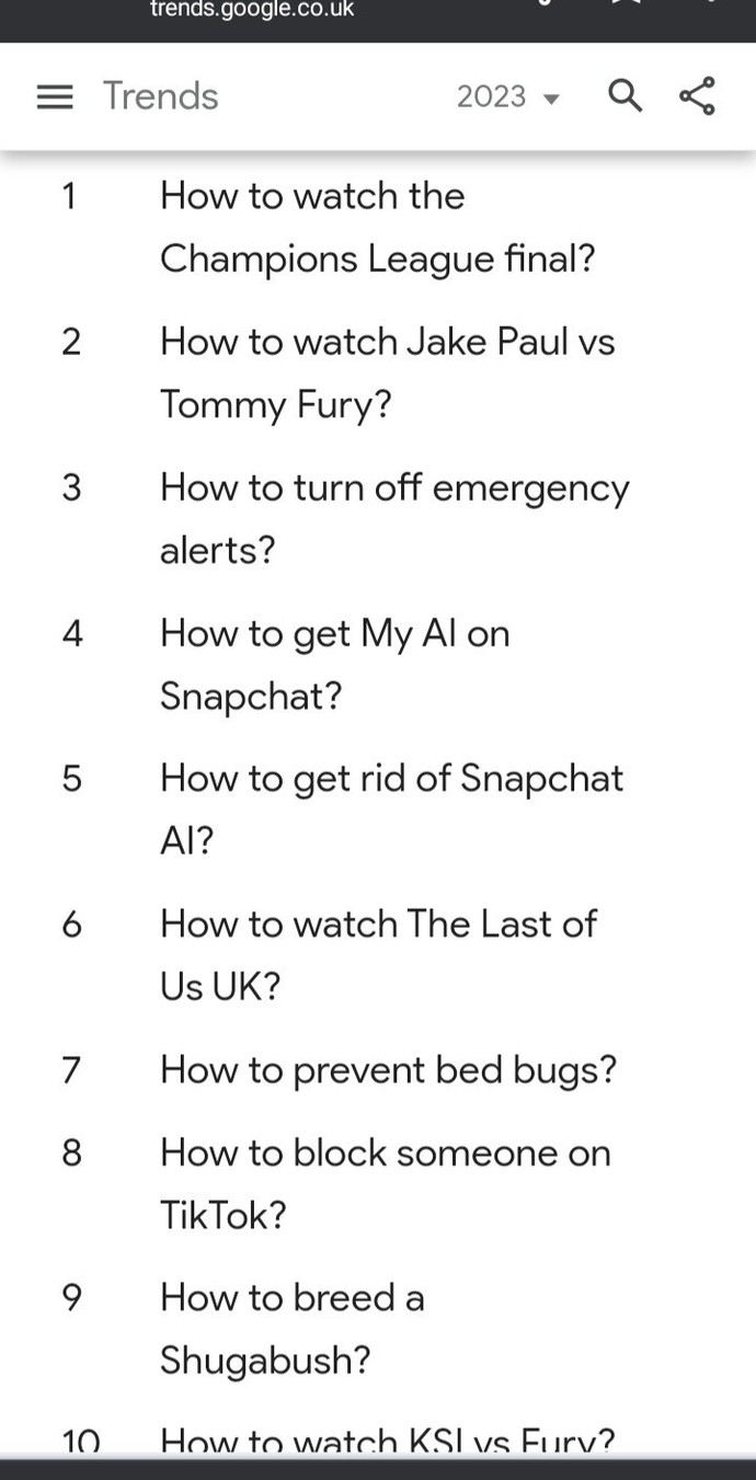 What do you think of the most searched News items on Google in 2023?