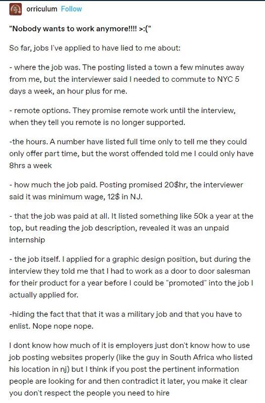 Why do people not want to work any more? Could this be the reason?