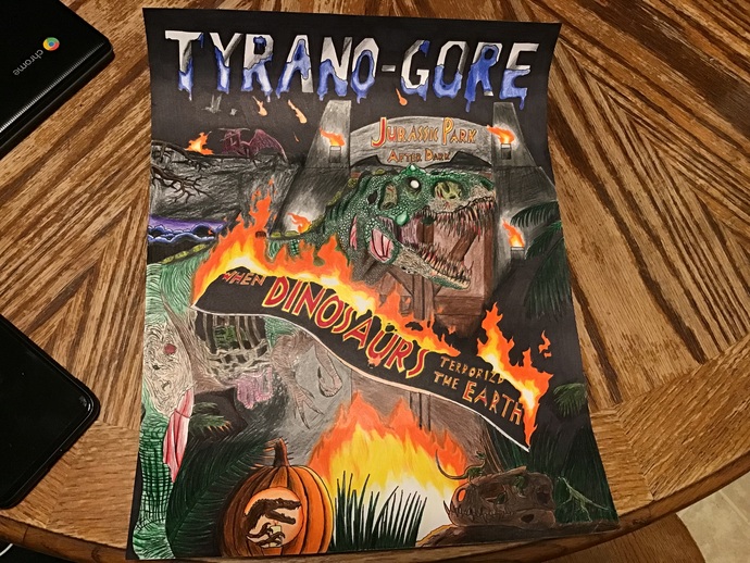 school assignment - draw a zombie with an original name at the top
