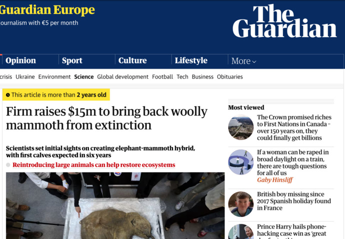 Do you want the Wooly Mammoth to be resurrected with cloning as it may happen in a few months?