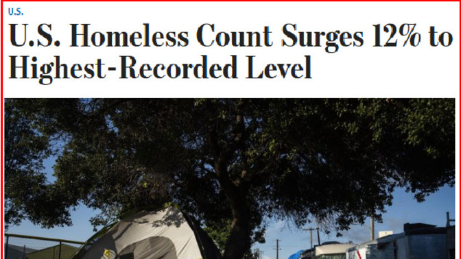 Why is Biden, the Democrats and the mainstream news boasting about how great their economy is when homlessness now surged to an all time record high?