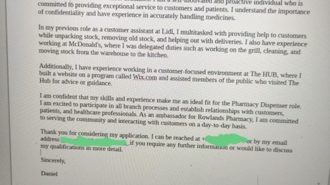 Not sure what else I can do to improve this cover letter or what's missing?
