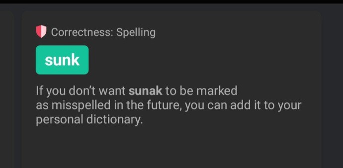 Sunak or Sunk, autocorrect?