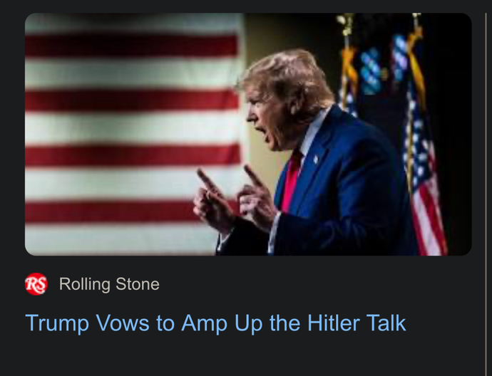 Does it bother right wingers that their presumptive candidate compares himself to Hitler?
