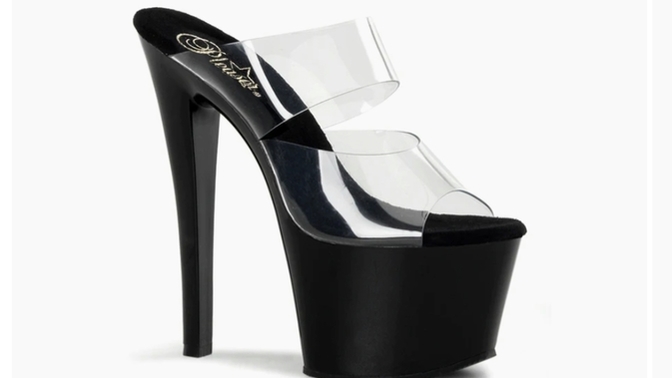 Girls, Do you wear see trough heels/totally transparent heels or pleaser heels public, and if, how high is the heel you use?