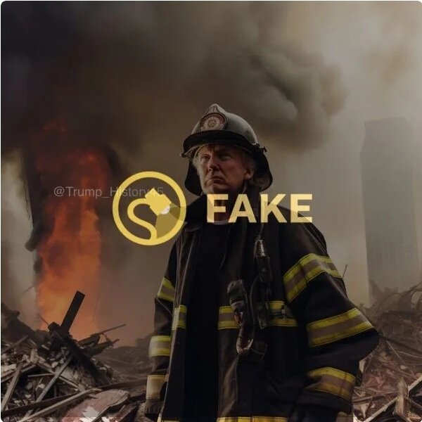Who thinks Trump was a New York City Firefighter or a Solider leading people into battle (Gotta love DEEP FAKE AI)?