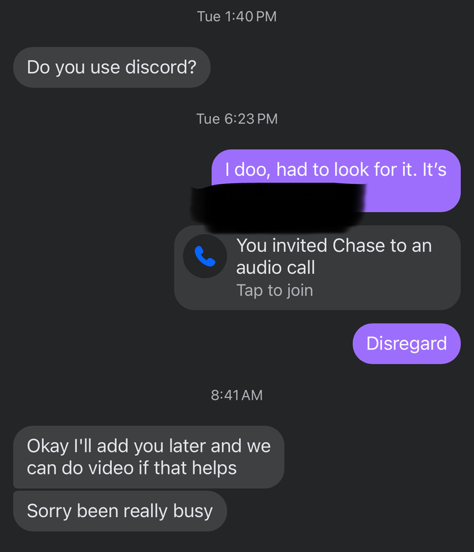 Did I seem too desperate/pushy assuming this guy wanted to video chat today?
