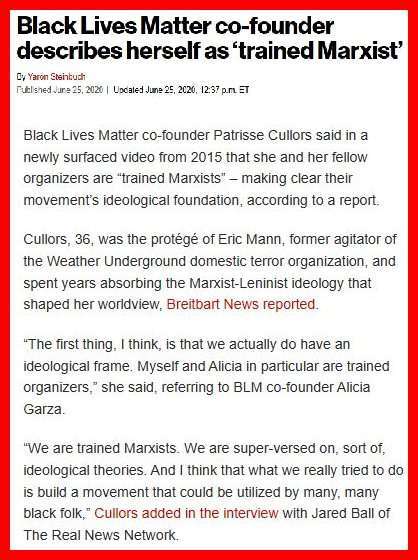 Why dont the Democrats and their fake news lackeys condemn Black Lives Matter as the corrupt, racist, Marxist, terrorist organization that it is?