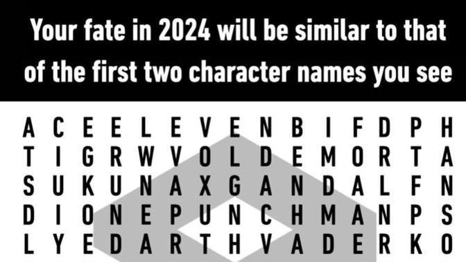 Your fate in 2024 will be similar to that of the first two character names you see?