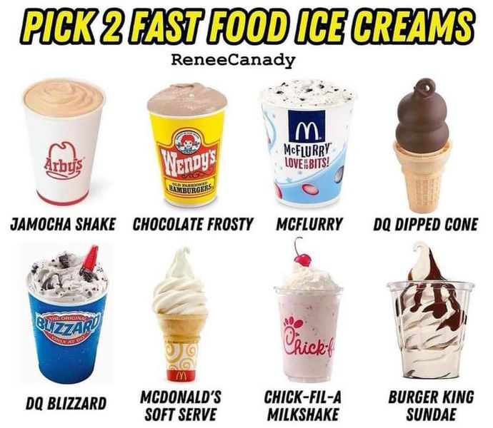 Pick two fast food ice creams?