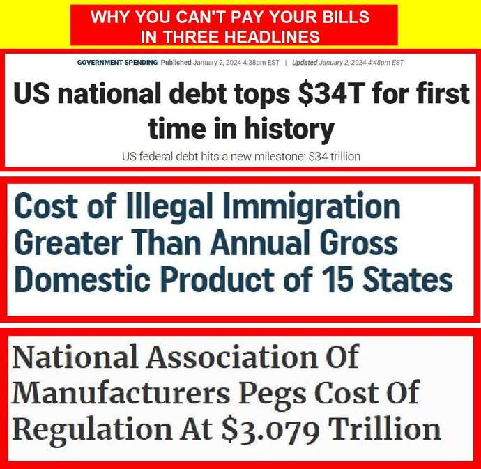 Why you cant pay your bills -- In Three Headlines -- Have you wondered why all of a sudden these past few years your costs are through the roof?