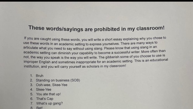 What do you think about this English teachers class rule?