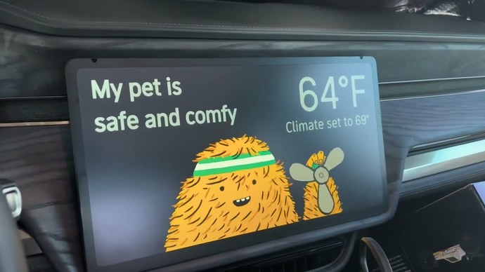 Rivian's Pet Mode screen