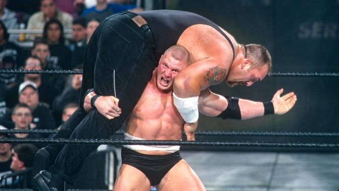 Did Brock Lesnar lift giants like Big Show, Mark Henry, Braun Strowman, and Omos for the F5 on his own effortlessly due to his natural strength?