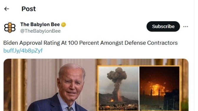 Republicans, how do you feel knowing Biden has a 100% approval rating amongst defense contractors?