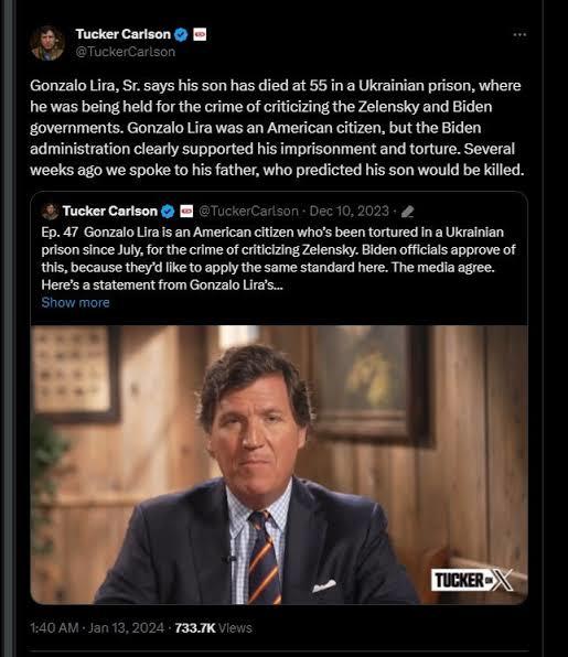 US citizen Gonzalo Lira died in Ukrainian prison after months of torture. Will the delusionals still claim that Ukraine is a democratic country?