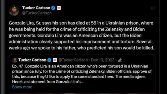 US citizen Gonzalo Lira died in Ukrainian prison after months of torture. Will the delusionals still claim that Ukraine is a democratic country?