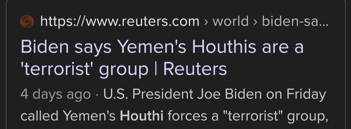 How do you feel about the Houthi movement?