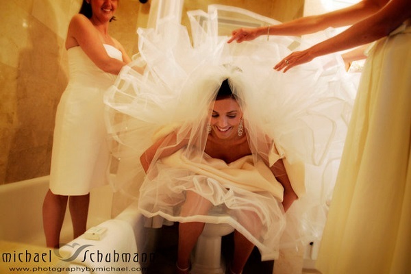 Not that im getting married anytime soon, but I was at my cousins wedding recently and im thinking how do these girls in those dresses go pee?