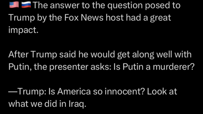 Trump says America is not innocent. What do you think?