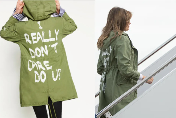 Guys, Which is the more likely meaning of Melanias jacket?