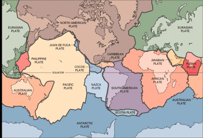Tectonic Plates of the Earth from the United States Geological Survey.