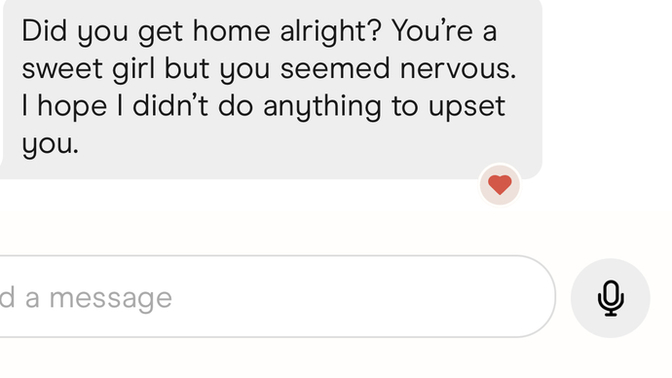 How would you take this message a guy sends from dating app after meeting for first time?