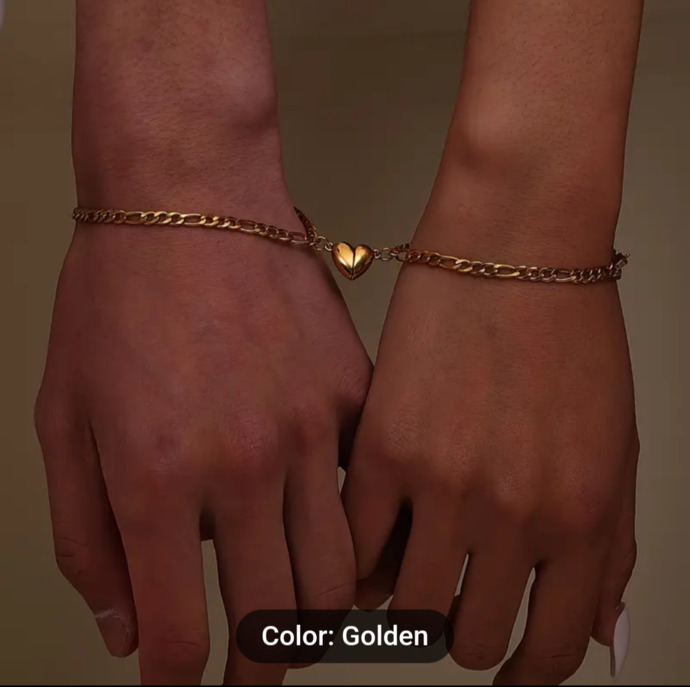 Two gold bracelets. Magnets gold.