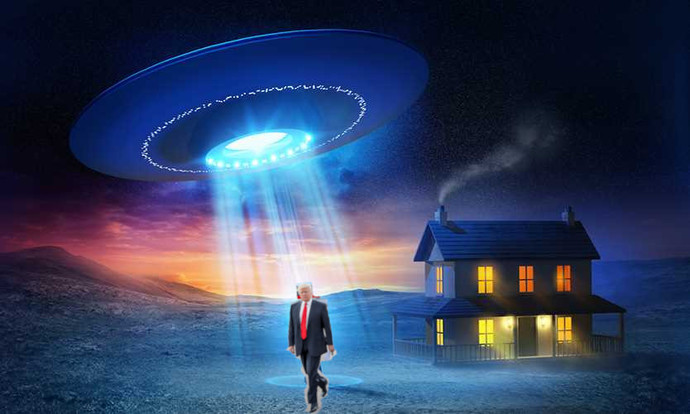 How would you react if hypothetically Aliens abducted Trump with the message were saving humanity?