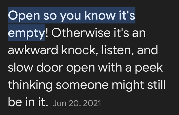 When no one is in the bathroom, do you leave the door open or closed?